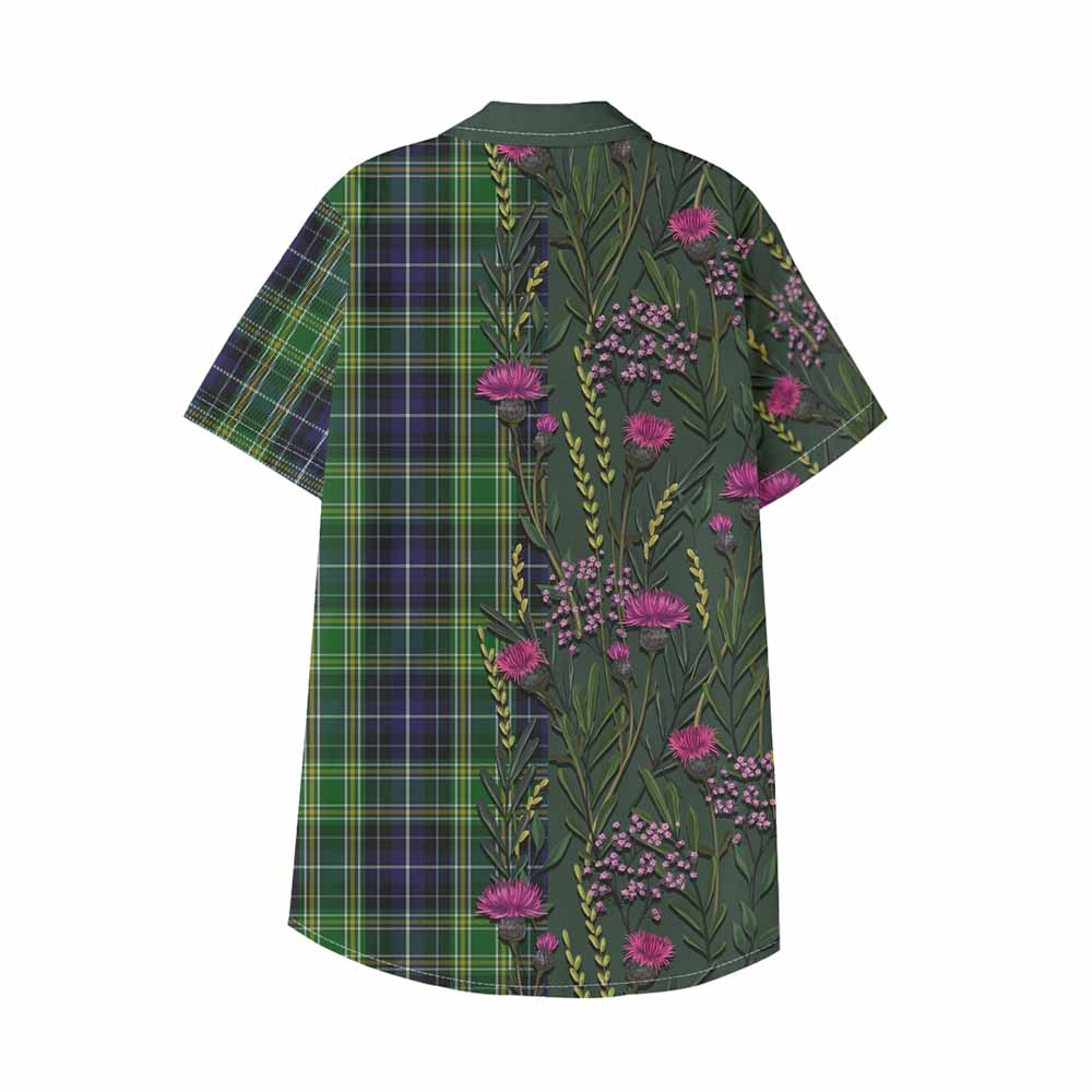 McKellar Family Crest Tartan Kid Hawaiian Shirt Scottish Thistle Flower Pattern Half Style - Tartan Vibes Clothing