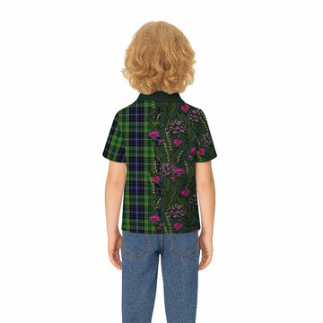 McKellar Family Crest Tartan Kid Polo Shirt Scottish Thistle Flower Pattern Half Style - Tartan Vibes Clothing