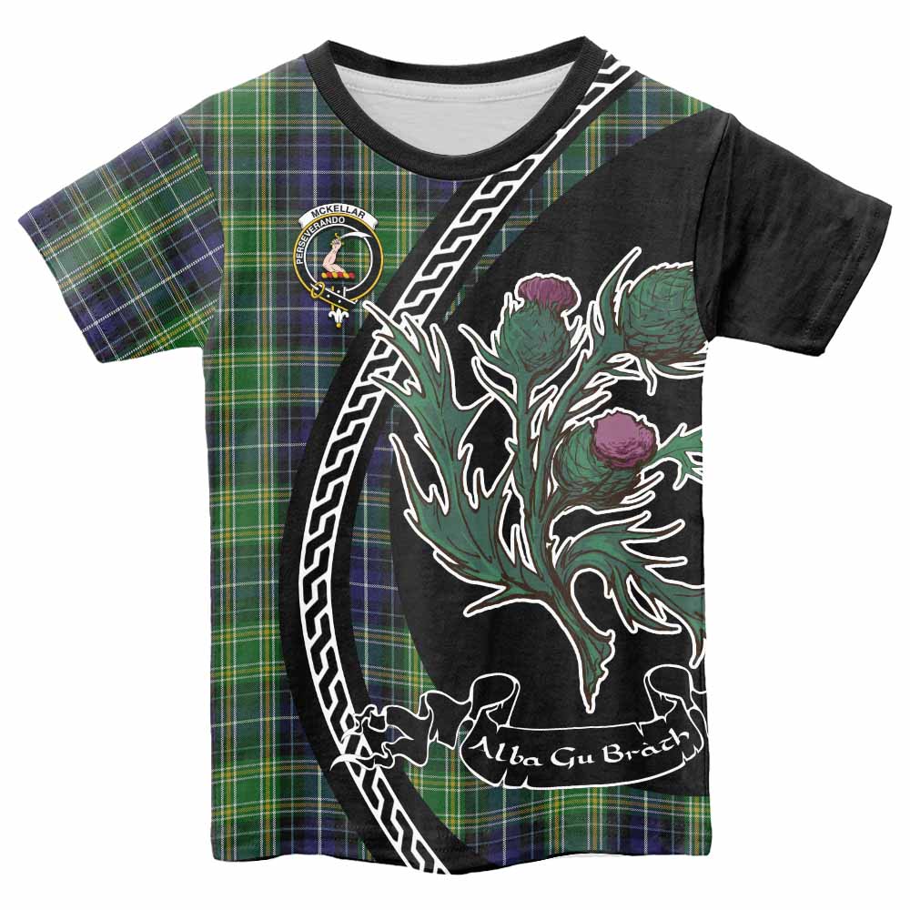 McKellar Family Crest Tartan Kid T-shirt Alba Thistle Inspired - Tartan Vibes Clothing