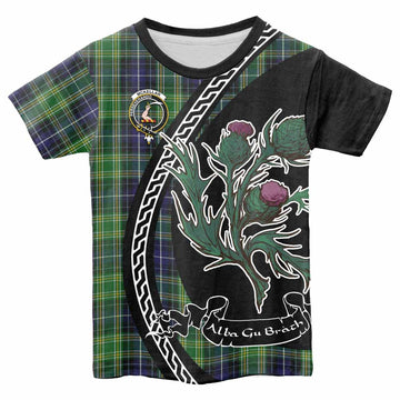 McKellar Family Crest Tartan Kid T-shirt Alba Thistle Inspired - Tartan Vibes Clothing