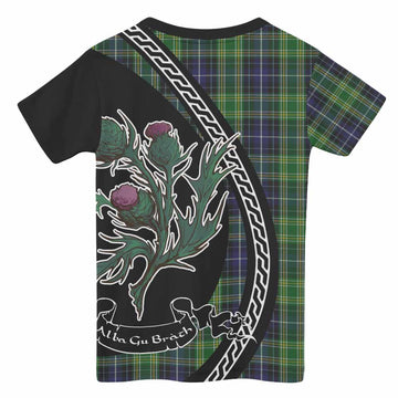 McKellar Family Crest Tartan Kid T-shirt Alba Thistle Inspired - Tartan Vibes Clothing