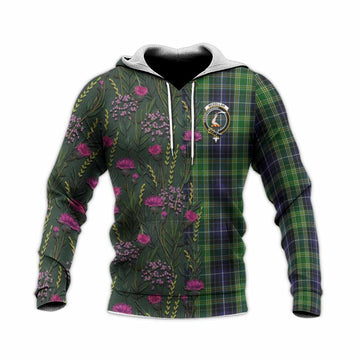 McKellar Family Crest Tartan Knitted Hoodie Scottish Thistle Flower Pattern Half Style - Tartan Vibes Clothing