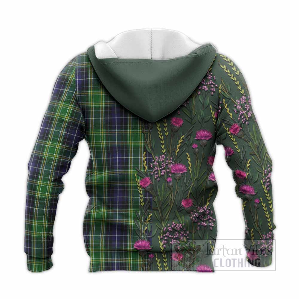 McKellar Family Crest Tartan Knitted Hoodie Scottish Thistle Flower Pattern Half Style - Tartan Vibes Clothing