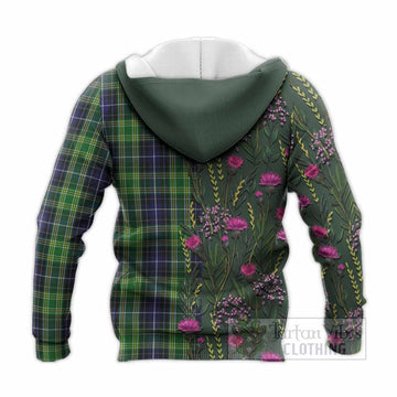 McKellar Family Crest Tartan Knitted Hoodie Scottish Thistle Flower Pattern Half Style - Tartan Vibes Clothing