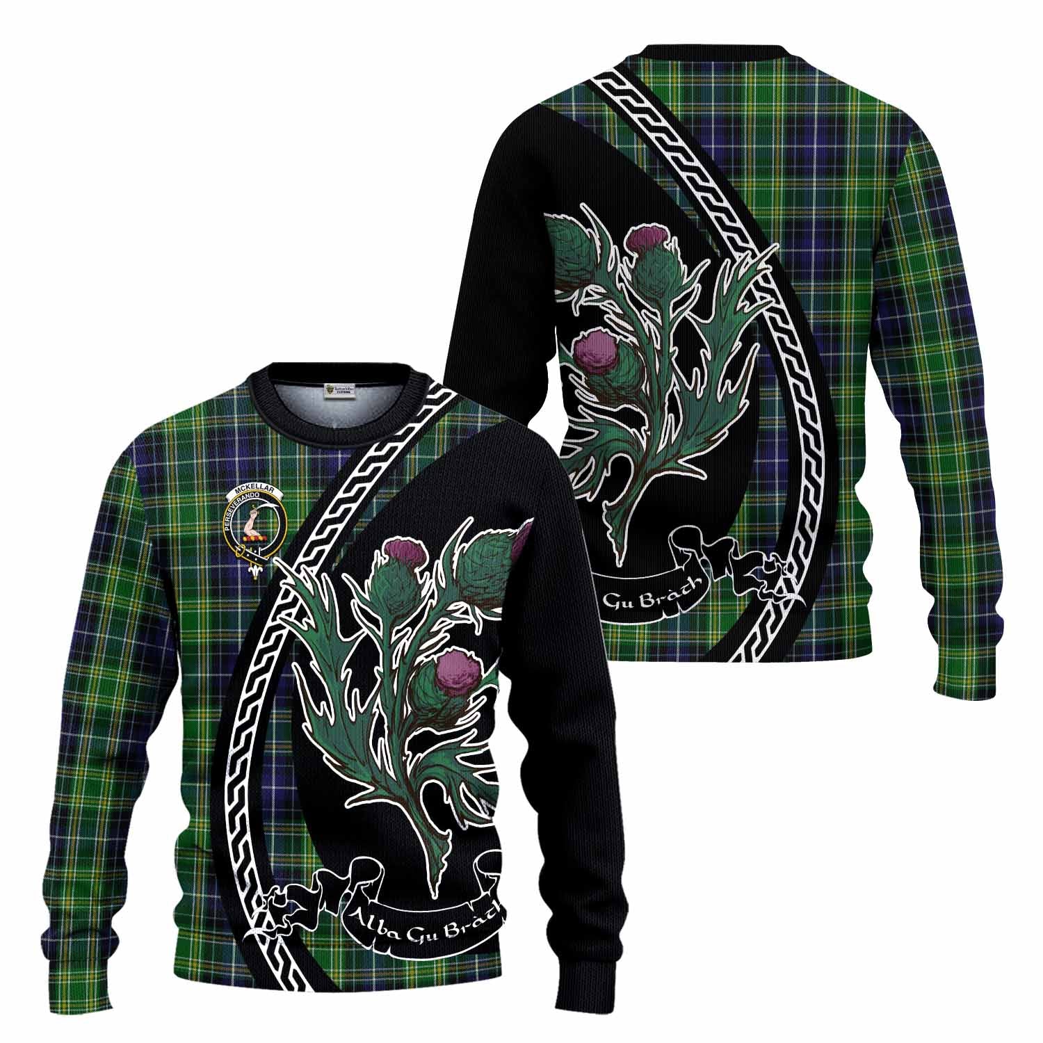 McKellar Family Crest Tartan Knitted Sweater Alba Thistle Inspired - Tartan Vibes Clothing