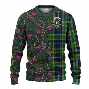 McKellar Family Crest Tartan Knitted Sweater Scottish Thistle Flower Pattern Half Style - Tartan Vibes Clothing