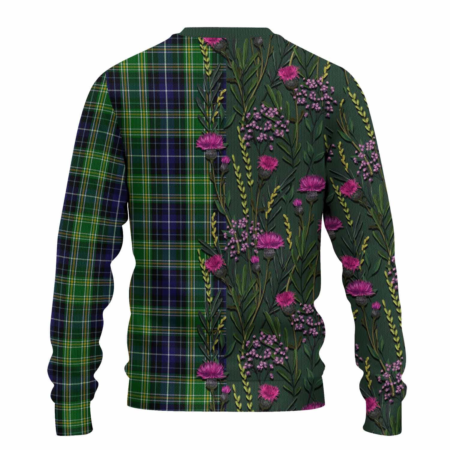 McKellar Family Crest Tartan Knitted Sweater Scottish Thistle Flower Pattern Half Style - Tartan Vibes Clothing