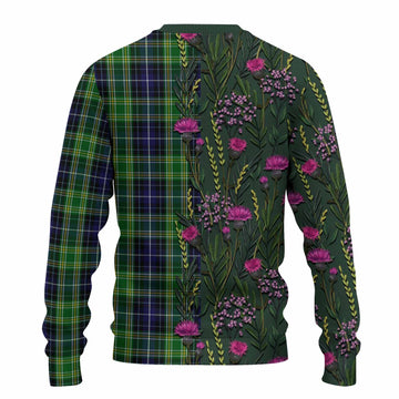 McKellar Family Crest Tartan Knitted Sweater Scottish Thistle Flower Pattern Half Style - Tartan Vibes Clothing
