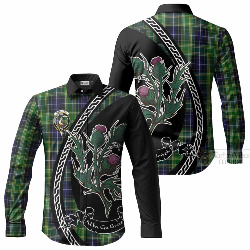 McKellar Family Crest Tartan Long Sleeve Button Shirts Alba Thistle Inspired - Tartan Vibes Clothing