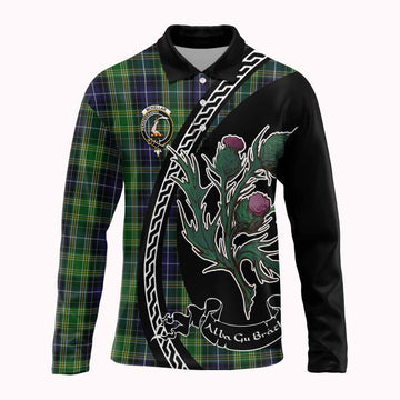 McKellar Family Crest Tartan Long Sleeve Polo Shirt Alba Thistle Inspired - Tartan Vibes Clothing