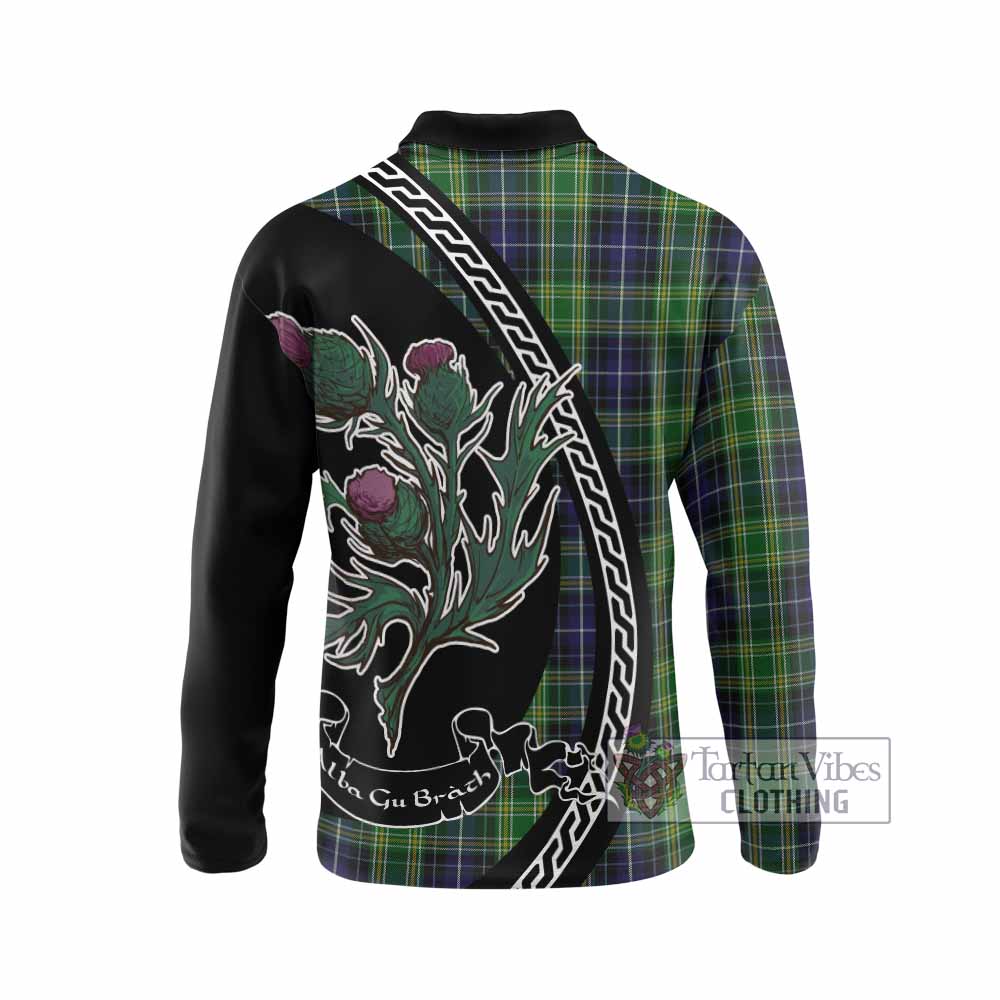 McKellar Family Crest Tartan Long Sleeve Polo Shirt Alba Thistle Inspired - Tartan Vibes Clothing