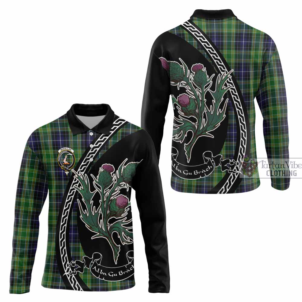 McKellar Family Crest Tartan Long Sleeve Polo Shirt Alba Thistle Inspired - Tartan Vibes Clothing