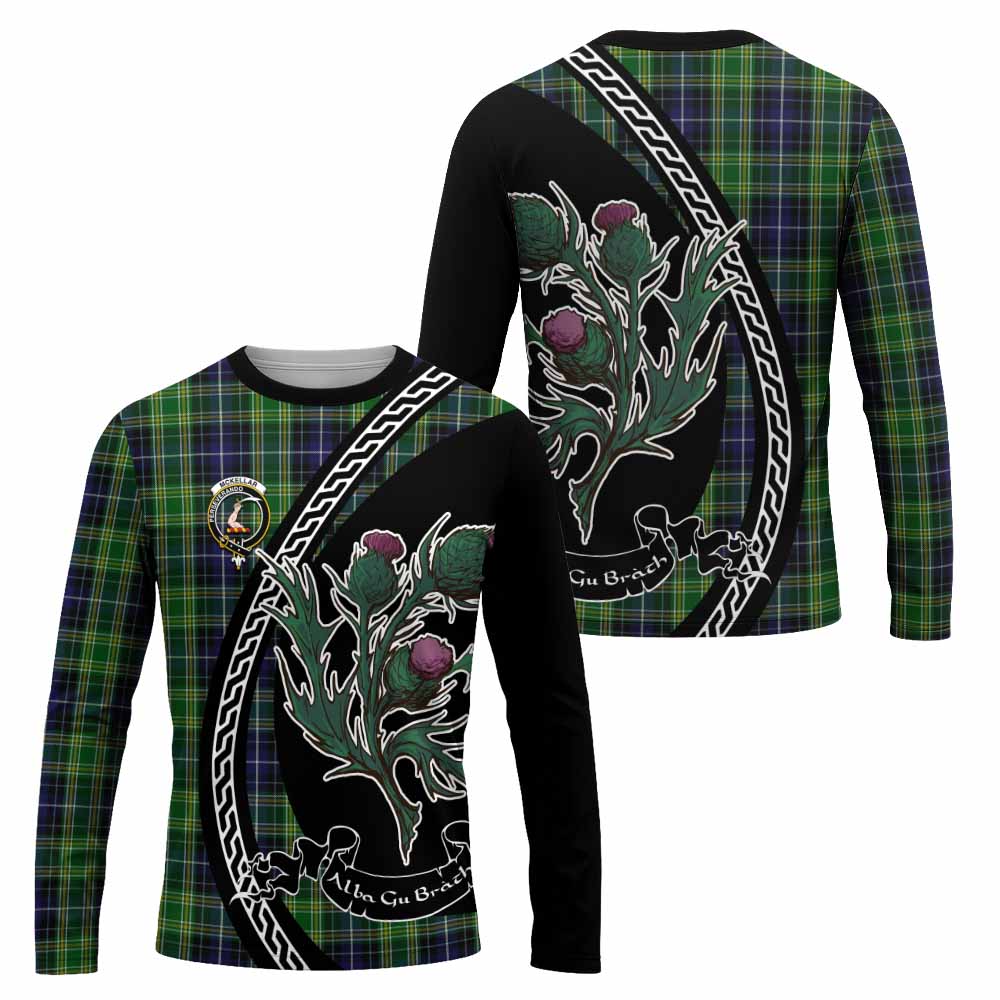McKellar Family Crest Tartan Long Sleeve T-Shirt Alba Thistle Inspired - Tartan Vibes Clothing