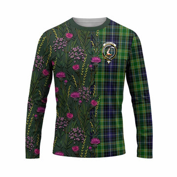 McKellar Family Crest Tartan Long Sleeve T-Shirt Scottish Thistle Flower Pattern Half Style - Tartan Vibes Clothing