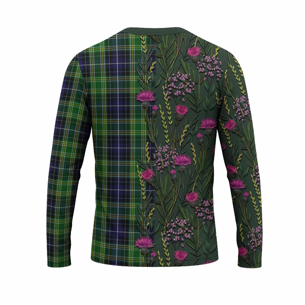 McKellar Family Crest Tartan Long Sleeve T-Shirt Scottish Thistle Flower Pattern Half Style - Tartan Vibes Clothing