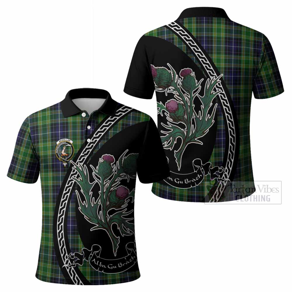 McKellar Family Crest Tartan Polo Shirt Alba Thistle Inspired - Tartan Vibes Clothing