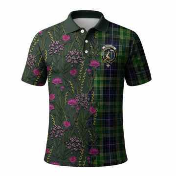 McKellar Family Crest Tartan Polo Shirt Scottish Thistle Flower Pattern Half Style - Tartan Vibes Clothing