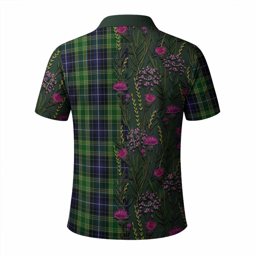 McKellar Family Crest Tartan Polo Shirt Scottish Thistle Flower Pattern Half Style - Tartan Vibes Clothing
