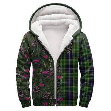 McKellar Family Crest Tartan Sherpa Hoodie Scottish Thistle Flower Pattern Half Style - Tartan Vibes Clothing