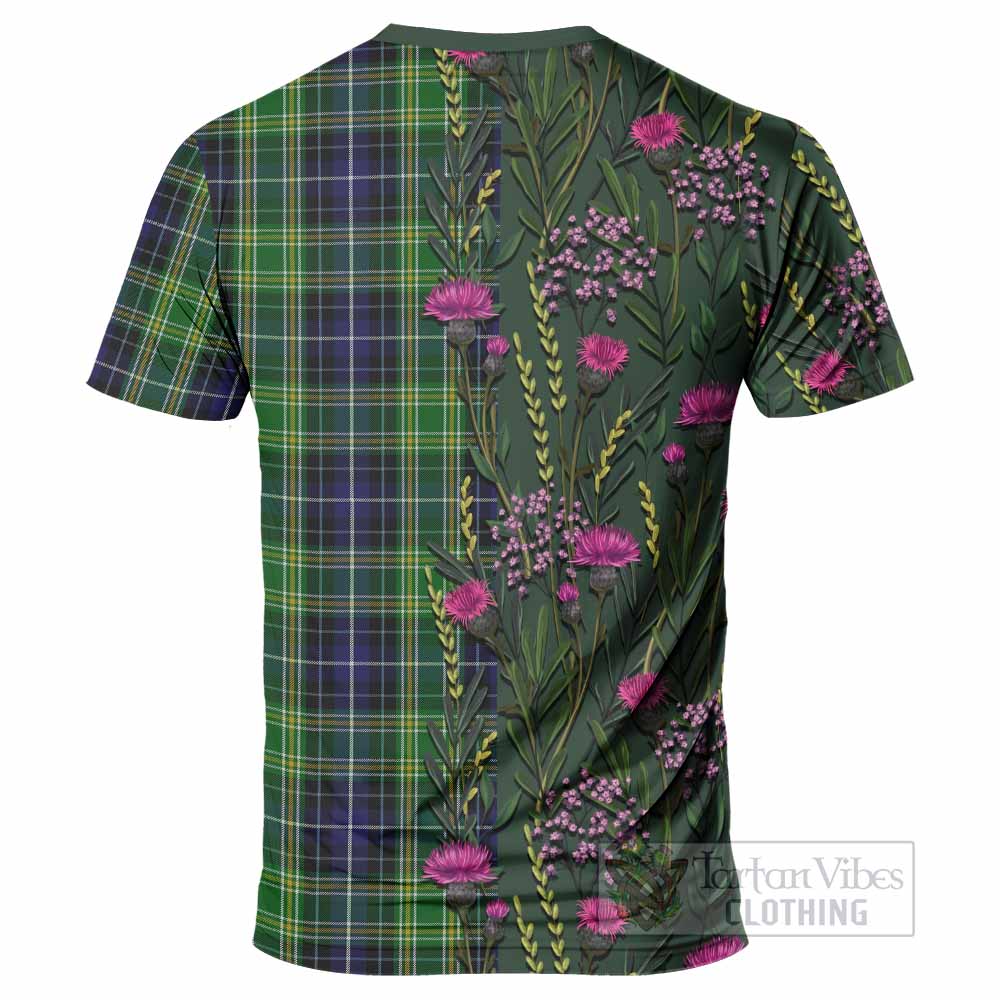 McKellar Family Crest Tartan T-Shirt Scottish Thistle Flower Pattern Half Style - Tartan Vibes Clothing