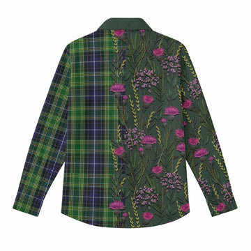 McKellar Family Crest Tartan Women Casual Shirt Scottish Thistle Flower Pattern Half Style - Tartan Vibes Clothing