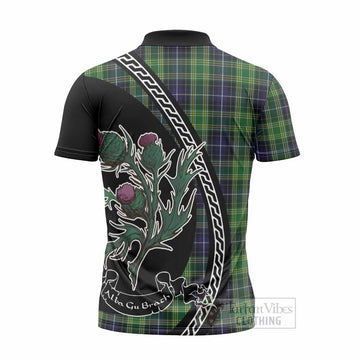McKellar Family Crest Tartan Zipper Polo Shirt Alba Thistle Inspired - Tartan Vibes Clothing