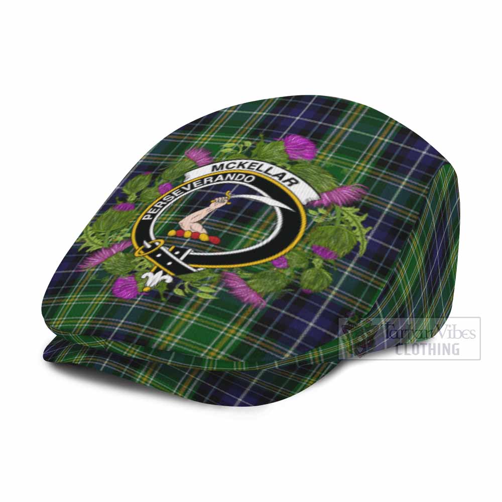 McKellar Scotland Tartan Crest Thistle Heritage Flat Cap, Jeff Cap - Tartan Vibes Clothing