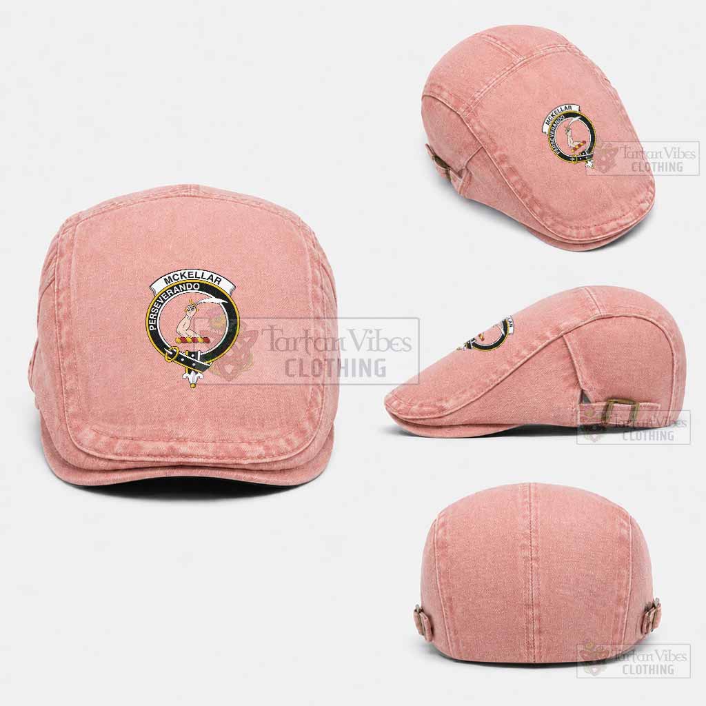 McKellar Scottish Clan Crest Washed Flat Cap - Unisex Jeff Cap One Size (Adjustable) Pink - Tartan Vibes Clothing