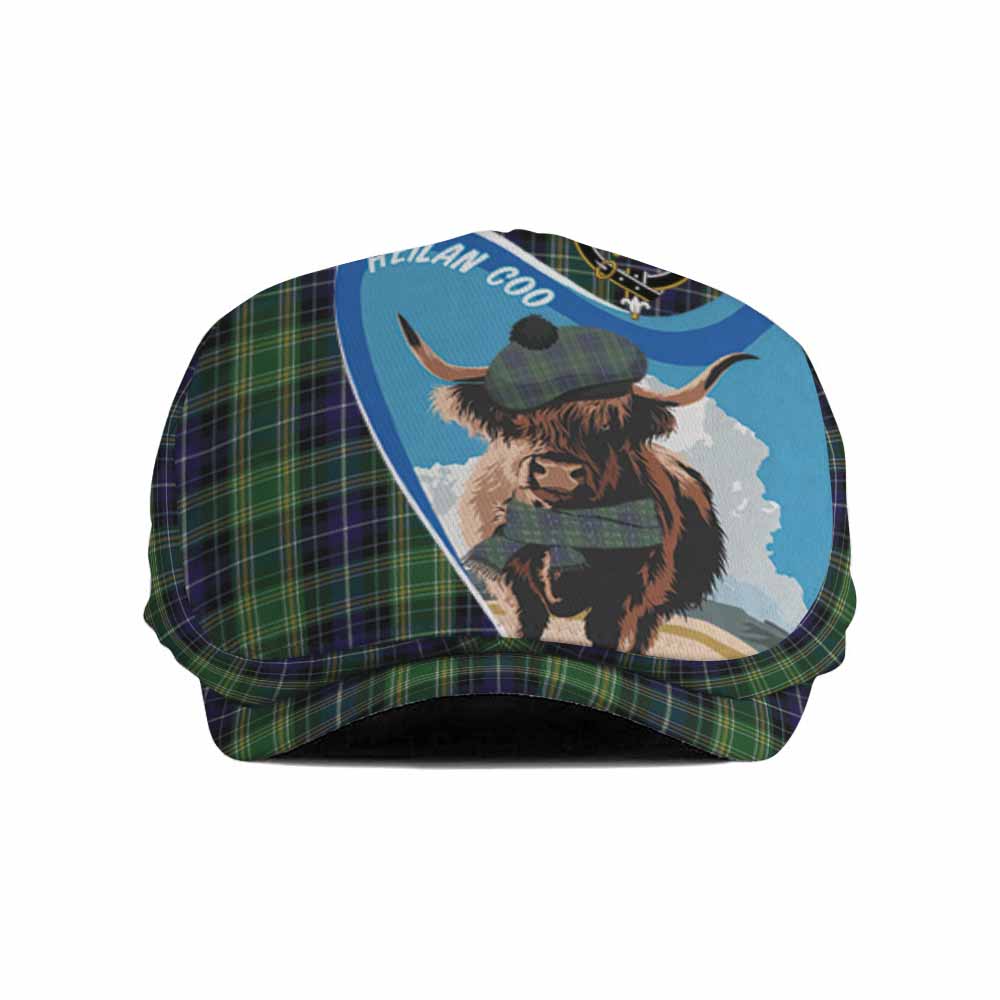 McKellar Scottish Heilan Coo Tartan Crest Flat Cap, Jeff Cap Flat Cap - Tartan Vibes Clothing