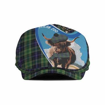 McKellar Scottish Heilan Coo Tartan Crest Flat Cap, Jeff Cap
