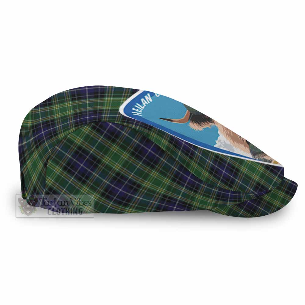 McKellar Scottish Heilan Coo Tartan Crest Flat Cap, Jeff Cap - Tartan Vibes Clothing