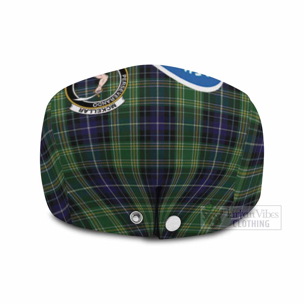 McKellar Scottish Heilan Coo Tartan Crest Flat Cap, Jeff Cap - Tartan Vibes Clothing