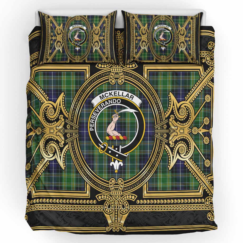 McKellar Scottish Tartan Crest Bedding Set Royal Stylized