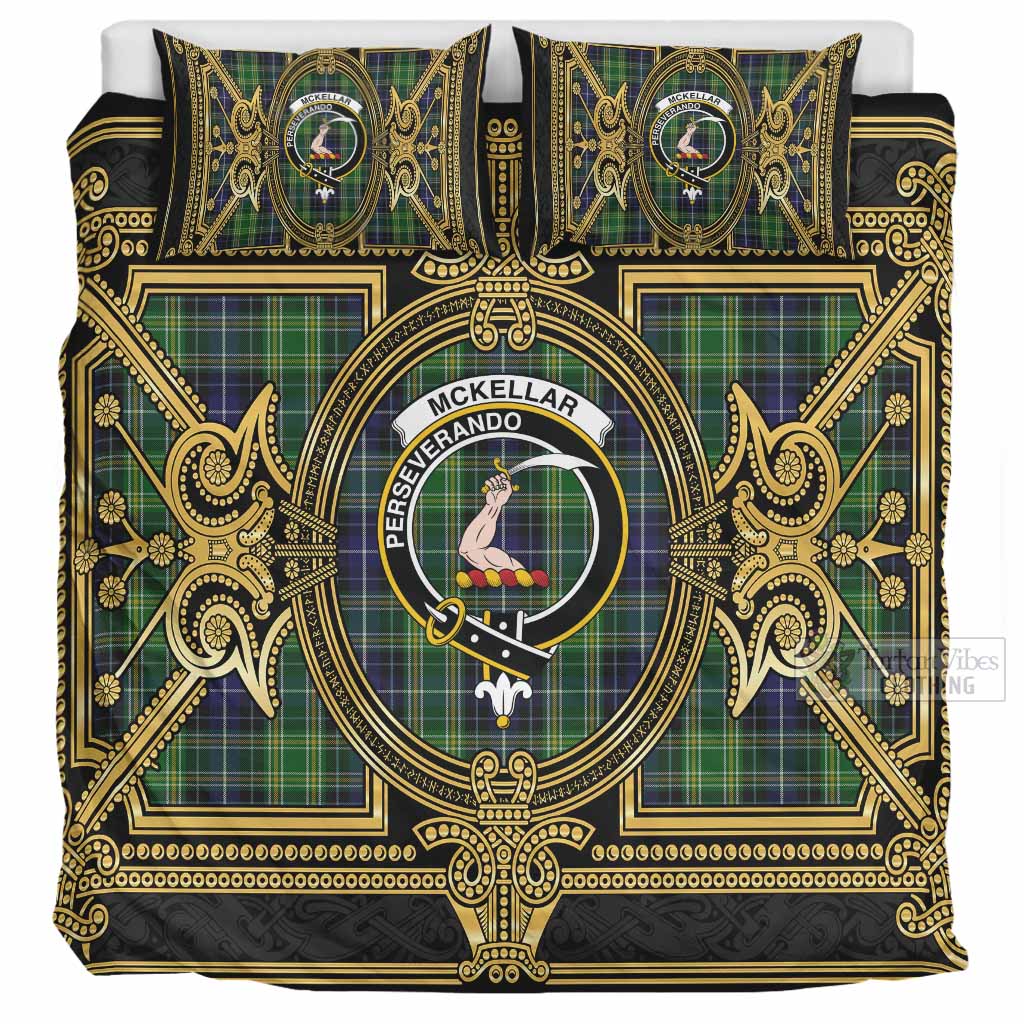 McKellar Scottish Tartan Crest Bedding Set Royal Stylized