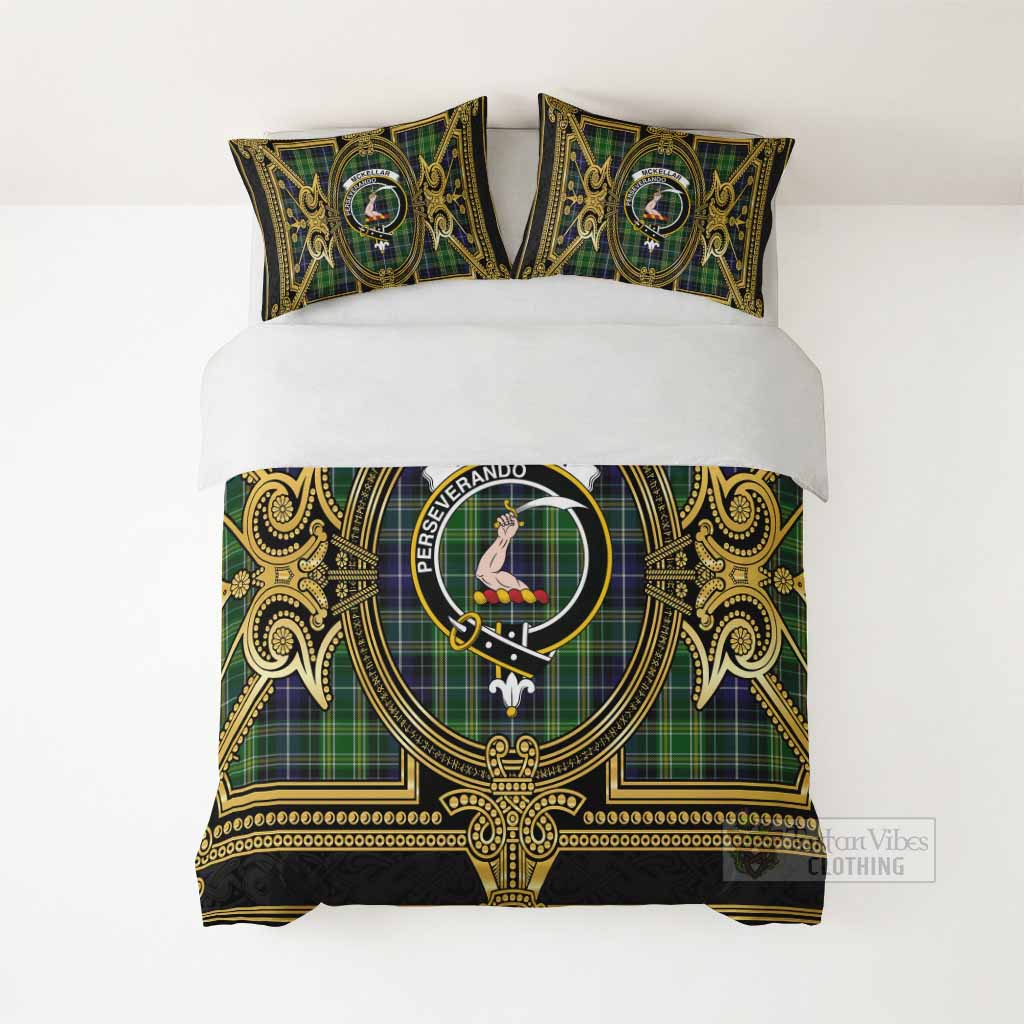 McKellar Scottish Tartan Crest Bedding Set Royal Stylized