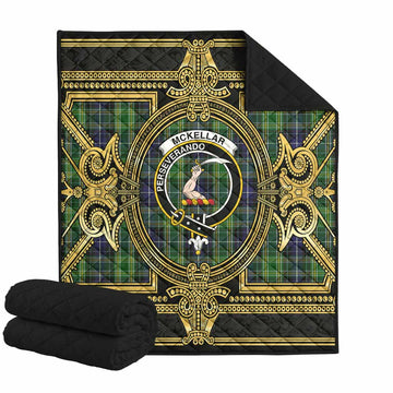 McKellar Scottish Tartan Crest Premium Quilt Royal Stylized