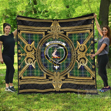 McKellar Scottish Tartan Crest Premium Quilt Royal Stylized