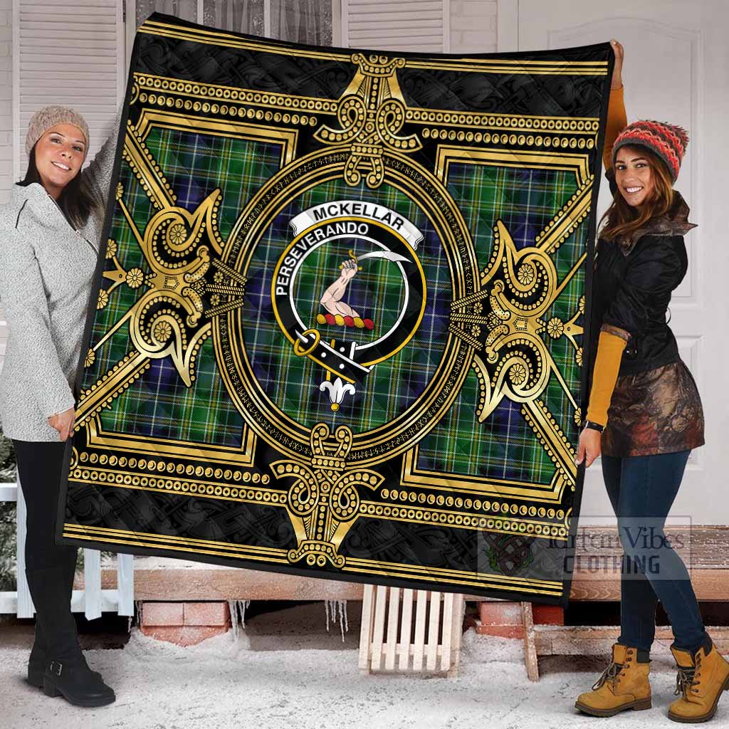 McKellar Scottish Tartan Crest Premium Quilt Royal Stylized - Tartan Vibes Clothing
