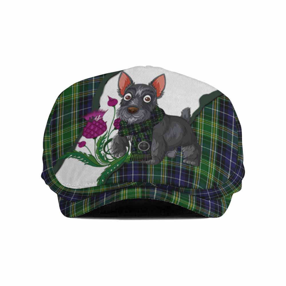 McKellar Scottish Terrier Tartan Flat Cap, Jeff Cap Thistle Heritage Art Flat Cap - Tartan Vibes Clothing