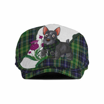 McKellar Scottish Terrier Tartan Flat Cap, Jeff Cap Thistle Heritage Art