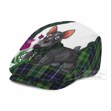 McKellar Scottish Terrier Tartan Flat Cap, Jeff Cap Thistle Heritage Art