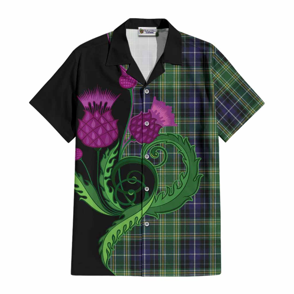 McKellar Tartan Cotton Hawaiian Shirt Traditional Scottish Thistle