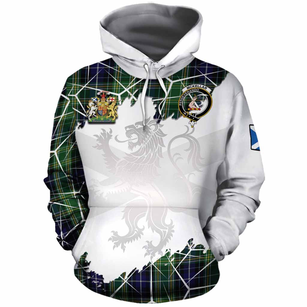 McKellar Tartan Cotton Hoodie with Family Crest and Lion Rampant Grunge Style