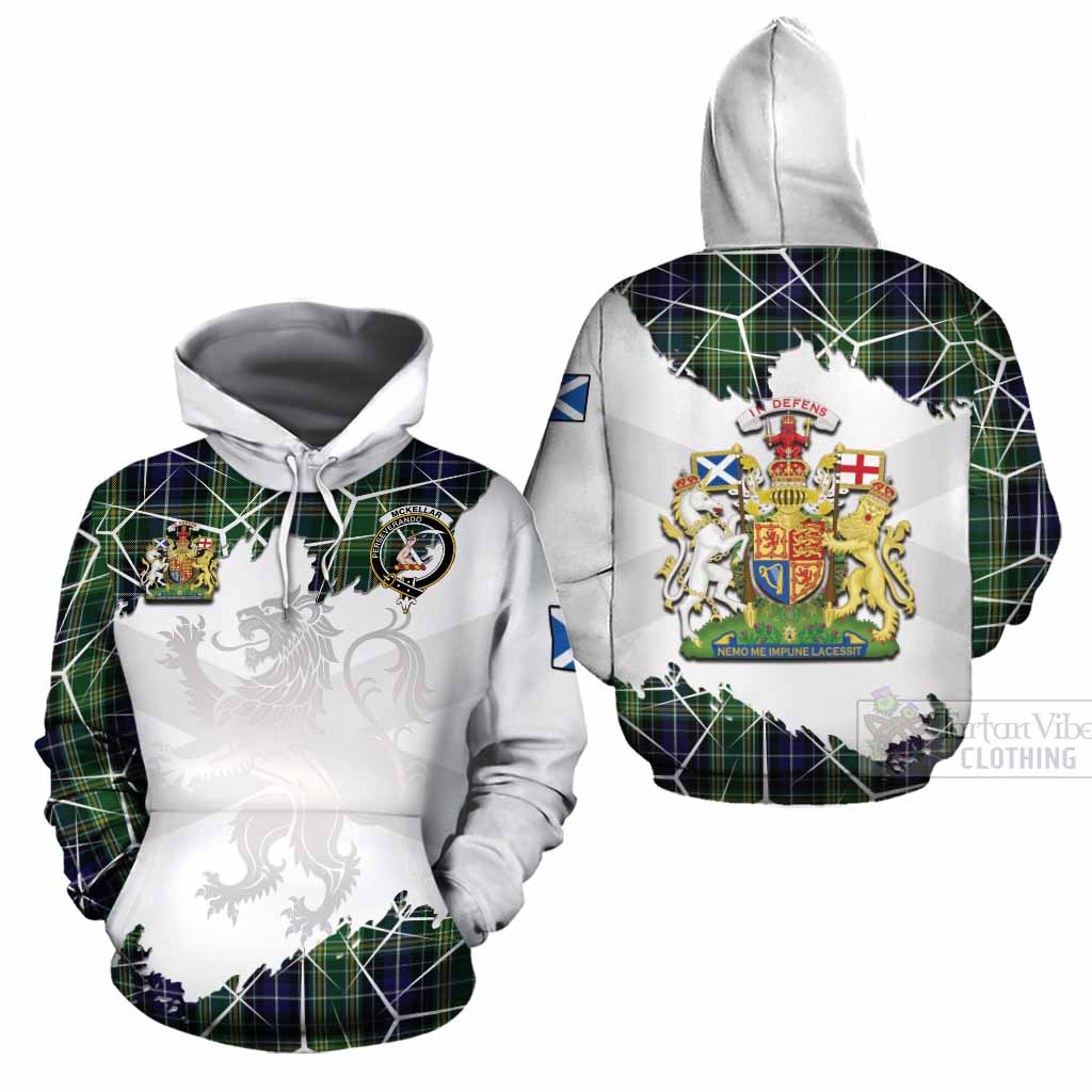 McKellar Tartan Cotton Hoodie with Family Crest and Lion Rampant Grunge Style