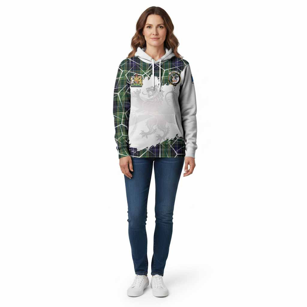 McKellar Tartan Cotton Hoodie with Family Crest and Lion Rampant Grunge Style