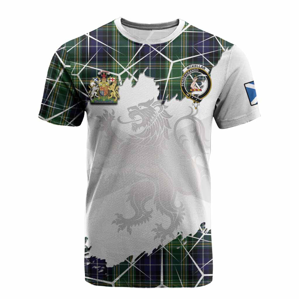McKellar Tartan Cotton T-shirt with Family Crest and Lion Rampant Grunge Style
