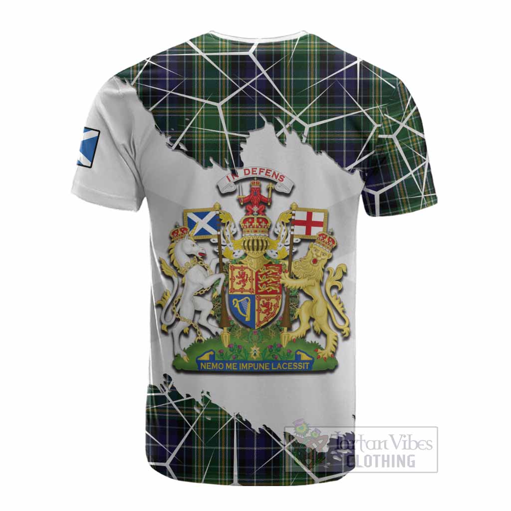 McKellar Tartan Cotton T-shirt with Family Crest and Lion Rampant Grunge Style