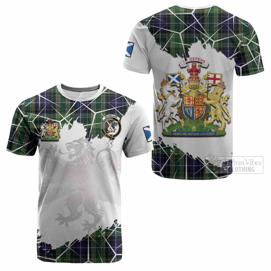 McKellar Tartan Cotton T-shirt with Family Crest and Lion Rampant Grunge Style