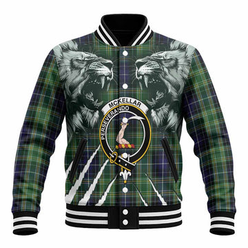 McKellar Tartan Crest Baseball Jacket Ferocious Lion Style