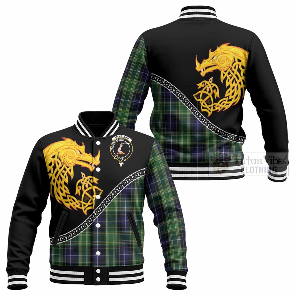 McKellar Tartan Crest Baseball Jacket Legendary Dragon Knot Half Style - Tartan Vibes Clothing